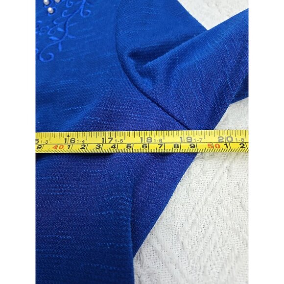 Pablo Collection Womens Petite 10 Royal Blue Skirt & Jacket Set With Pearl Butto - Picture 8 of 9